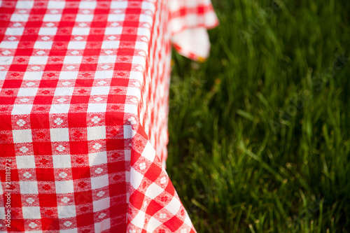 picnic table in the garden - summertime