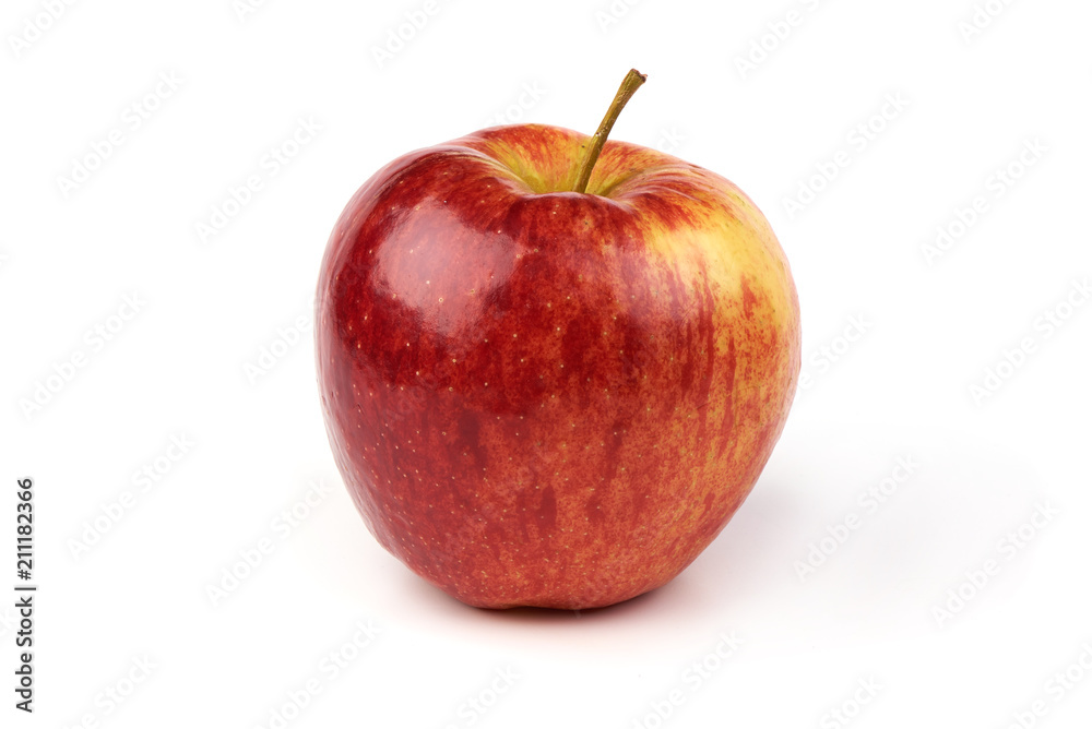Fresh juicy red apple isolated on white background. Close-up. Fresh juicy red apple isolated on white background. Close-up.