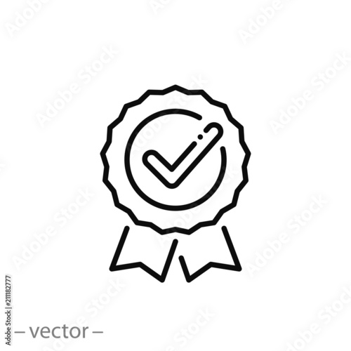 approved icon, checking quality line sign - vector illustration eps10