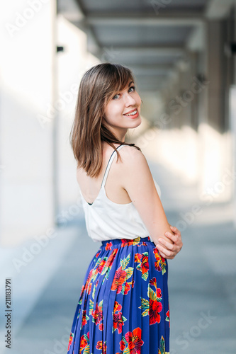 Casual style young woman. Beautiful girl portrait. Smiling woman in stylish clothes, lifestyle. Woman portrait indoors. Woman in stylish clothes, lifestyle.
