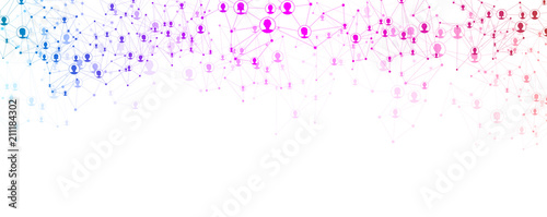 White global communication background with colorful network.