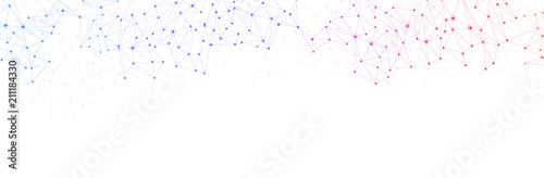 White global communication banner with colorful network.