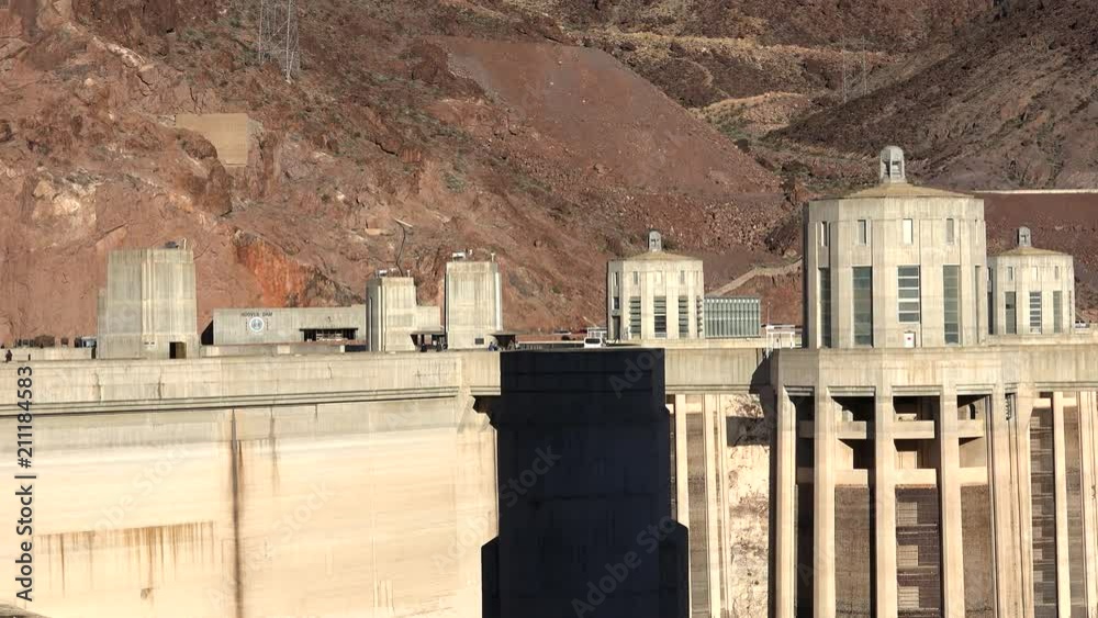 Hoover dam hydroelectric power station, top of the towers