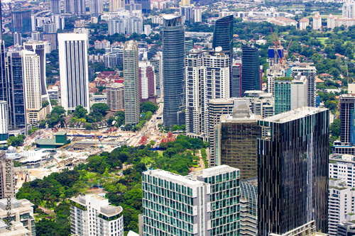 Kuala Lumpur city, Downtown with park and Skyscrapers, photo
