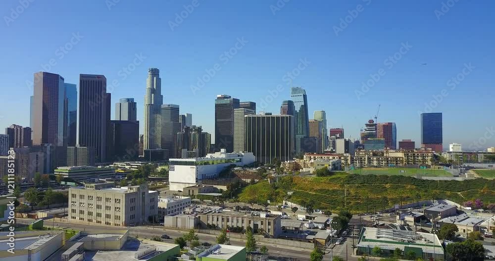 Aerial: Wide Aerial of the Busy Los Angeles City