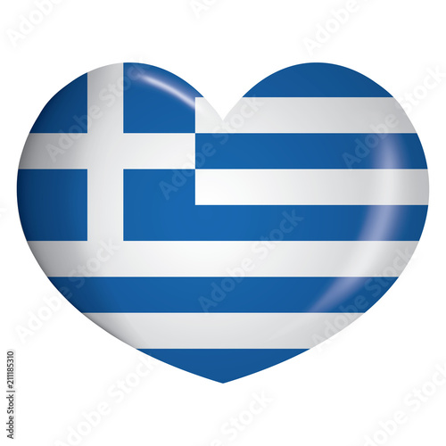 Illustration heart icon with flag of Greece. Ideal for catalogs of institutional materials and geography