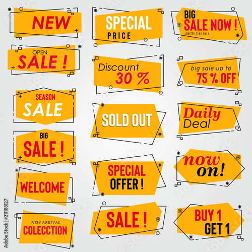shopping sale banner template, discount sale banner collection set