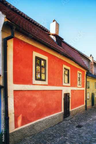 Canvas Print Little houses on Golden street inside of Hrandcany Castle, Prague, Czech Republic