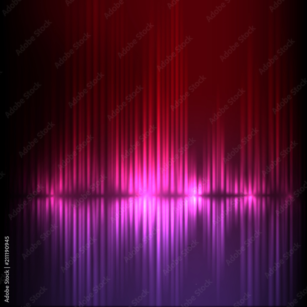 Purple-red wide wave abstract equalizer background. EPS10 vector.
