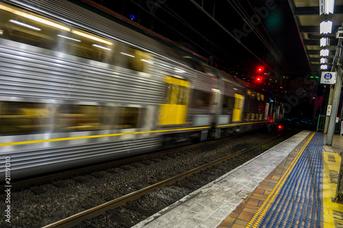 Photography Train Station Sydney, Australia at night