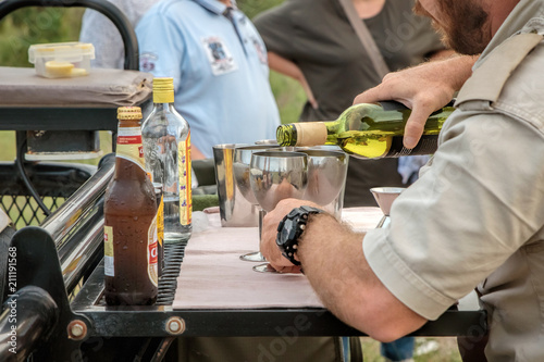 Drinks on safari, sundowner refreshments  photo