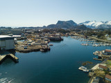 Aerial view over the city of Svolvaer at Lofoten Islands / Norway