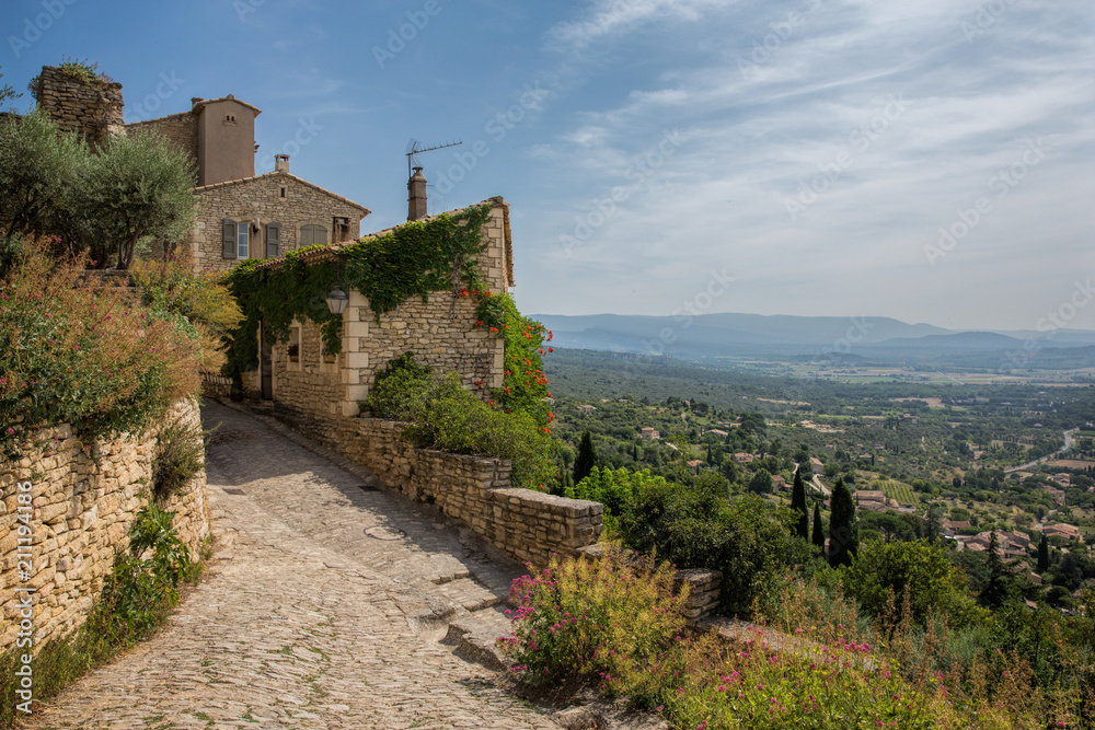 Laneway in the medieval hilltop town of Gordes in Provence. France