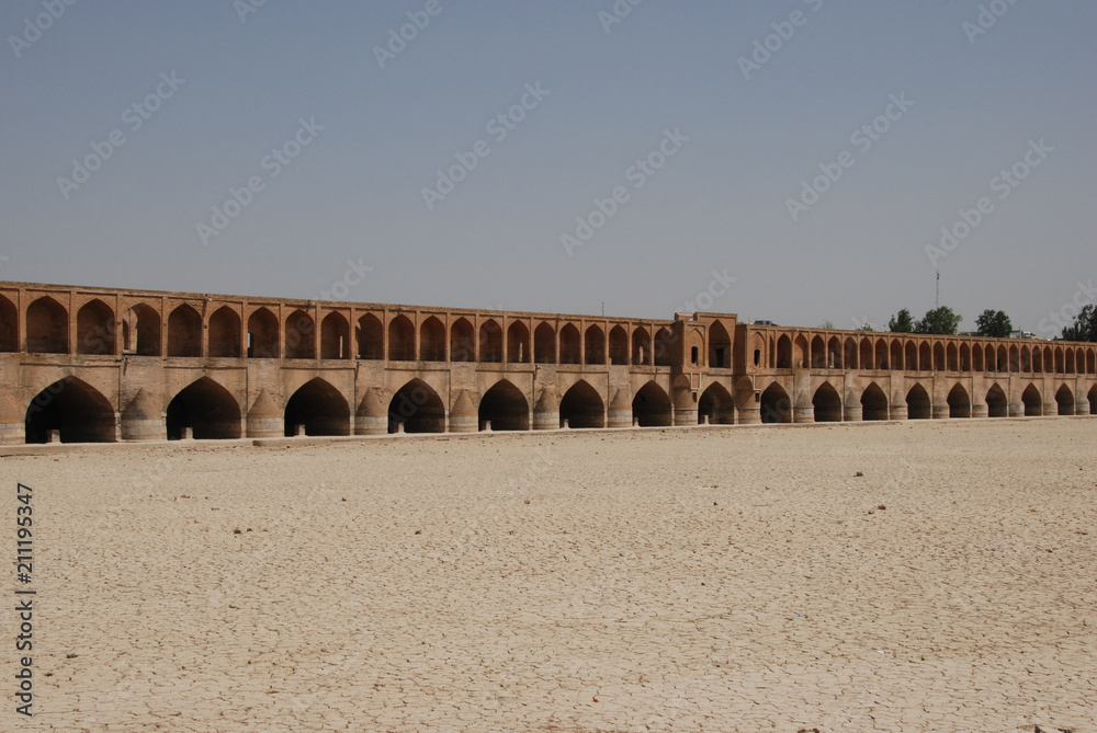The Allahverdi Khan Bridge in Isfahan over the dry riverbed