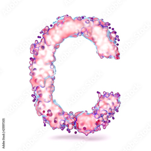 3D Letter C with abstract biological texture photo