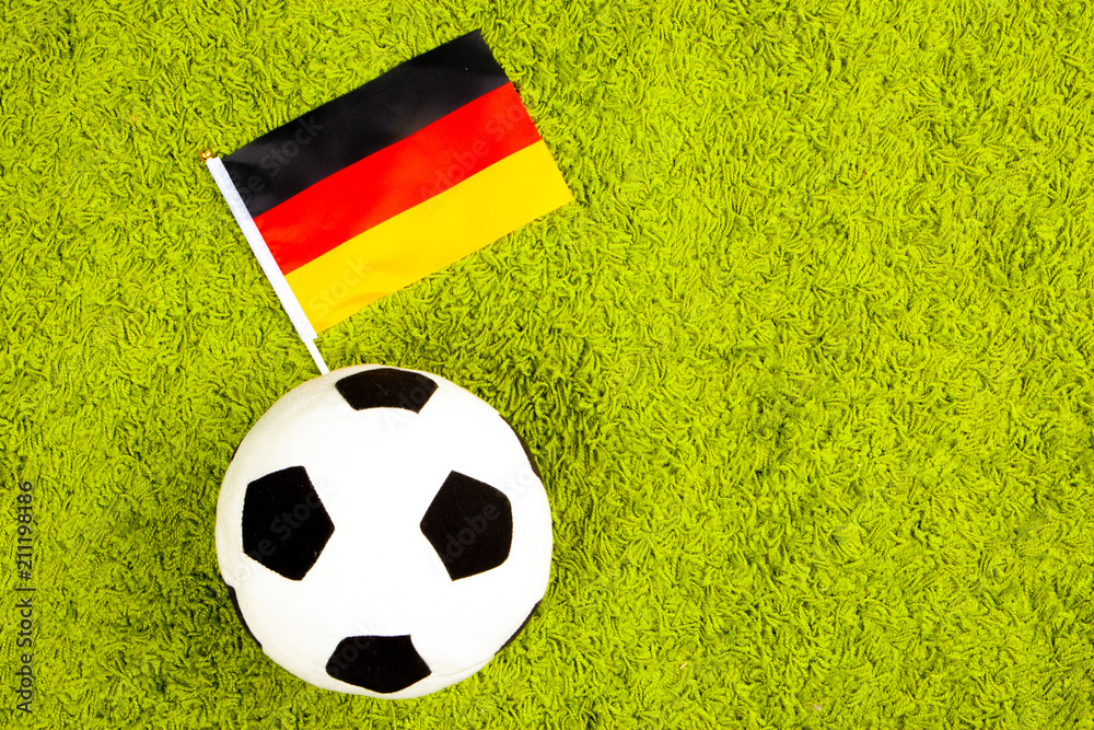 Flag of Germany. Football. Flag of Germany at the stadium. Football