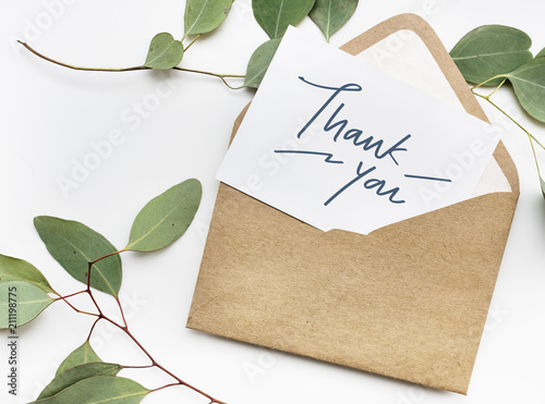 Thank You card in an envelope