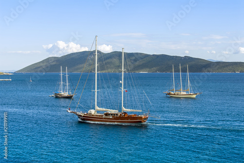 Bodrum, Turkey, 19 May 2010: Sailboats at Aegean Sea © Kayihan