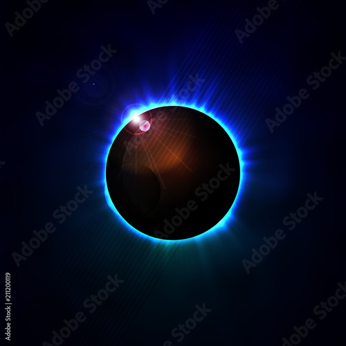 Total eclipse of the sun . Vector .