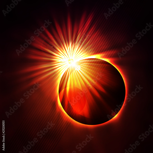 Total eclipse of the sun . Vector .