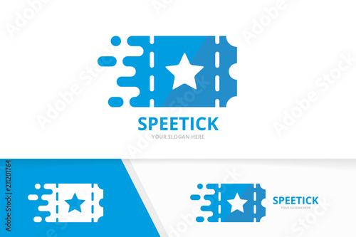 Vector fast ticket logo combination. Speed ducket symbol or icon. Unique card and quick logotype design template.