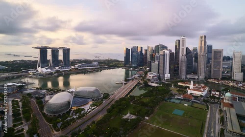 Wallpaper Mural 4k UHD time lapse of sunrise at Marina Bay Singapore city skyline.  Torontodigital.ca