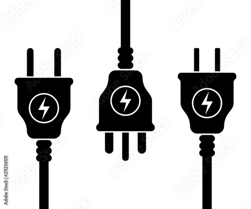 Icon Set of UK, USA, European electric plugs