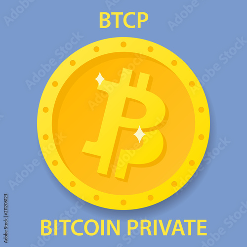 Bitcoin Private Coin cryptocurrency blockchain icon. Virtual electronic, internet money or cryptocoin symbol, logo