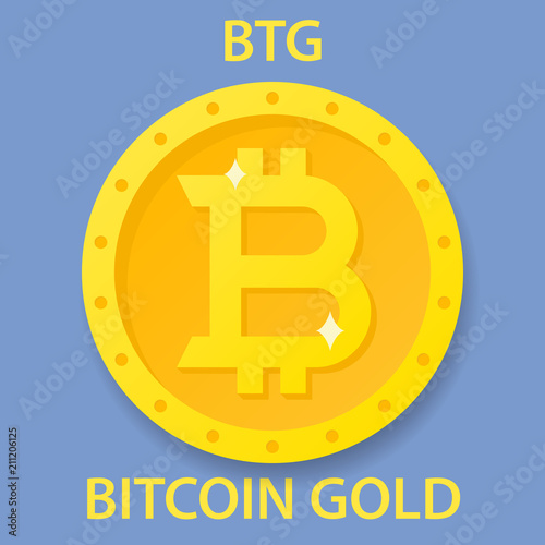 Bitcoin Gold Coin cryptocurrency blockchain icon. Virtual electronic, internet money or cryptocoin symbol, logo