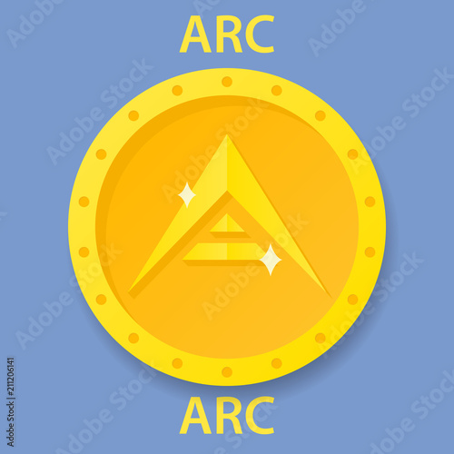 ARC Coin cryptocurrency blockchain icon. Virtual electronic, internet money or cryptocoin symbol, logo