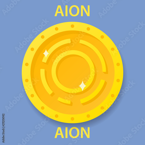 Aion Coin cryptocurrency blockchain icon. Virtual electronic, internet money or cryptocoin symbol, logo