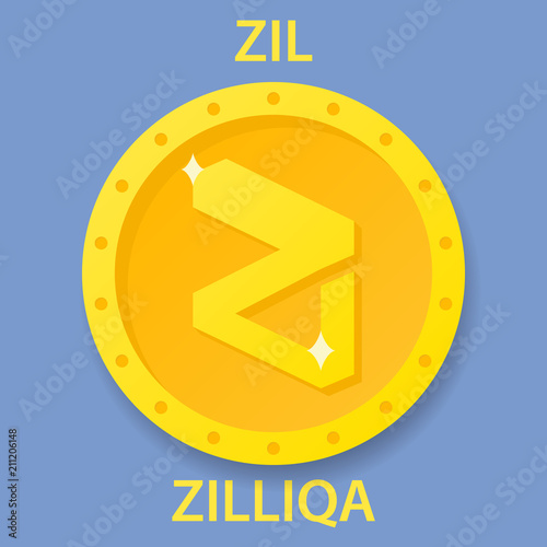 Zilliqa Coin cryptocurrency blockchain icon. Virtual electronic, internet money or cryptocoin symbol, logo