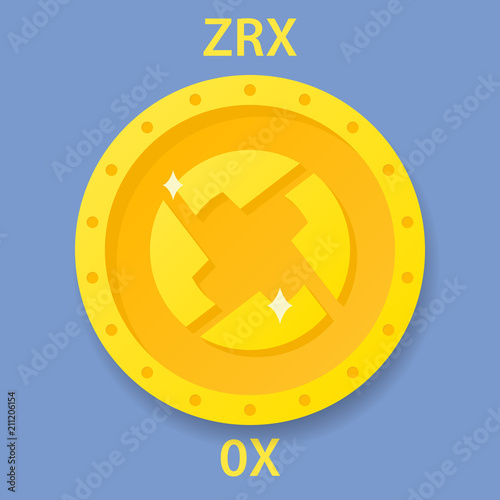 ZRX Coin cryptocurrency blockchain icon. Virtual electronic, internet money or cryptocoin symbol, logo