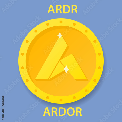 Ardor Coin cryptocurrency blockchain icon. Virtual electronic, internet money or cryptocoin symbol, logo