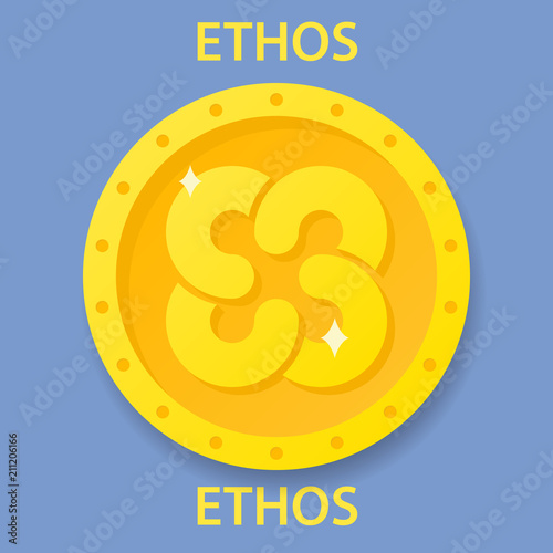 Ethos Coin cryptocurrency blockchain icon. Virtual electronic, internet money or cryptocoin symbol, logo