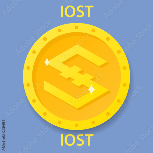 IOST Coin cryptocurrency blockchain icon. Virtual electronic, internet money or cryptocoin symbol, logo