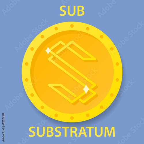 Substratum Coin cryptocurrency blockchain icon. Virtual electronic, internet money or cryptocoin symbol, logo