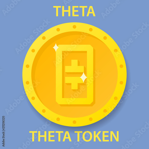 Theta Token Coin cryptocurrency blockchain icon. Virtual electronic, internet money or cryptocoin symbol, logo