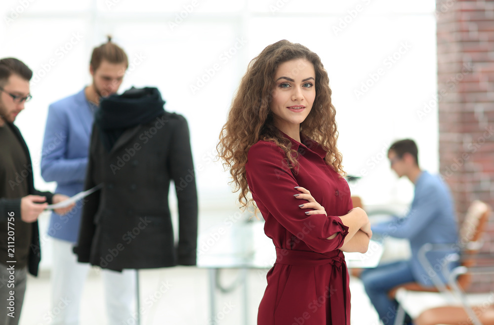 fashion designer, on Studio background. fashion designer, on Studio background.
