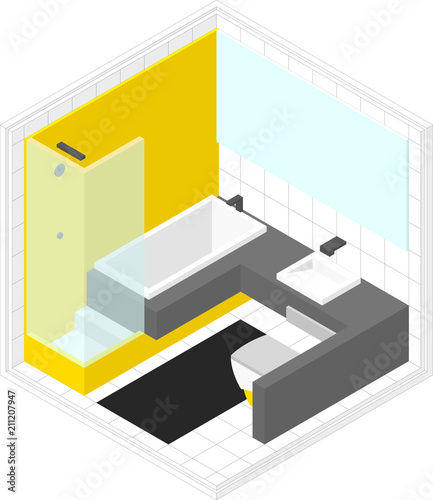 Vector isometric low poly bathroom room icon