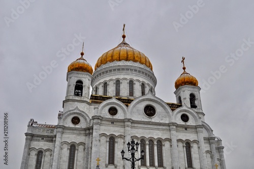 The Cathedral of Christ the Savior and her elaborate, golden domes in Moscow, Russia.