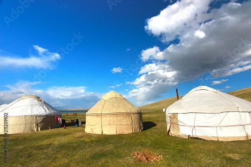 The ger camp in a large meadow at Ulaanbaatar , Mongolia © jaturunp