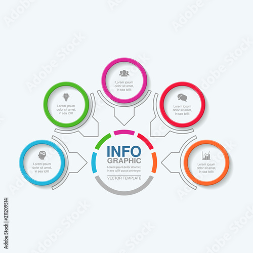 Vector infographic template for diagram, graph, presentation, chart, business concept with 5 options.