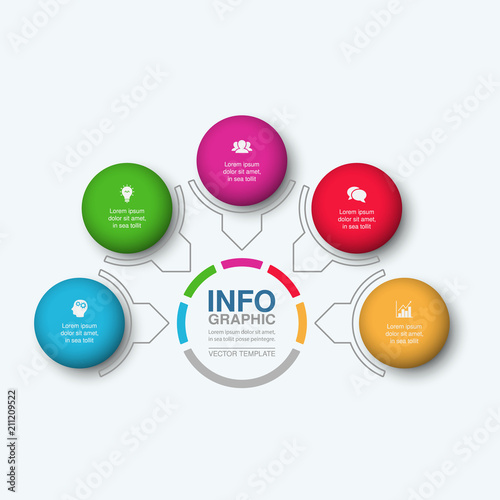 Vector infographic template for diagram, graph, presentation, chart, business concept with 5 options.