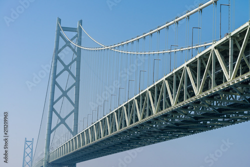Akashi Kaikyo bridge, world longest suspension metal bridge in Kobe, Japan