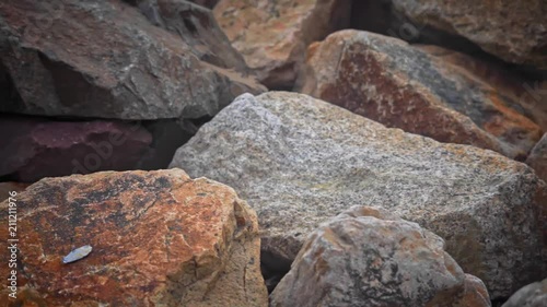 Sliding shot of beautiful coastline rocks