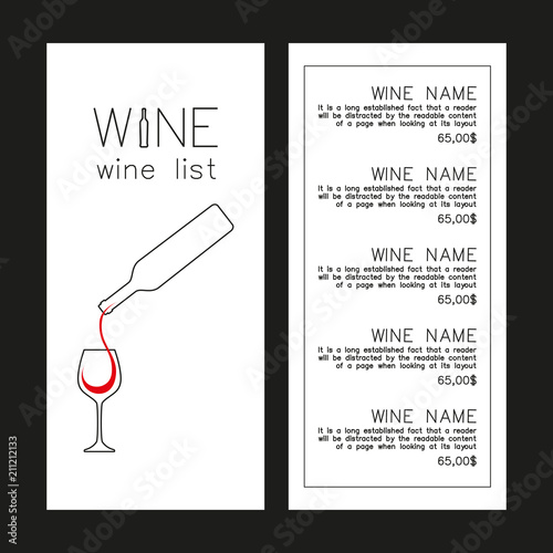 Design for wine list. Menu, banner or etc. Wine concept. Vector illustration