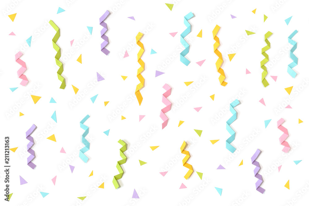 Cute ribbon and confetti  - isolated