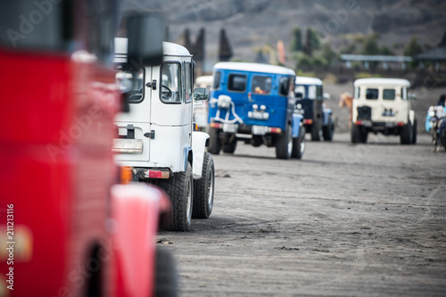 The off road trucks in Bromo mountain
