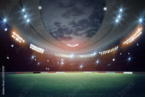 lights at night and stadium 3d render
